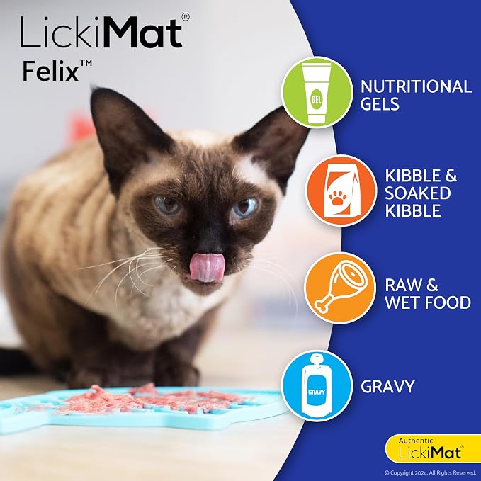 Lickimat Casper & Felix, Fish-Shaped Cat Slow Feeders Lick Mat, Boredom Anxiety Reducer; Perfect for Food, Treats and Anxiety Reduction. (Orange & Turquoise)