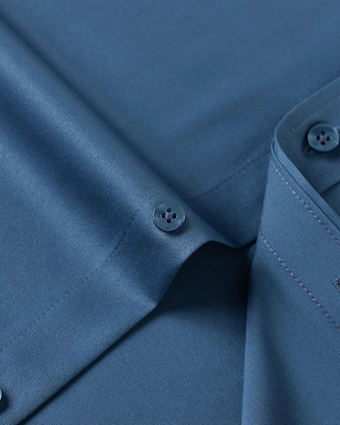 J.VER Men's Dress Shirts Solid Long Sleeve Stretch Wrinkle-Free Formal Shirt Business Casual Button Down Shirts