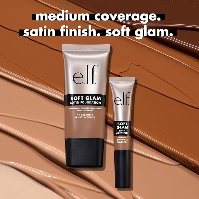 e.l.f. Soft Glam Satin Concealer, Medium Coverage For Blemishes & Under-Eye, Crease-Resistant, Long Lasting, Vegan & Cruelty-Free, 64 Rich Neutral