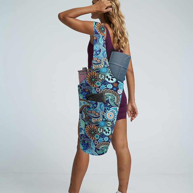 Yoga Mat Bag Yoga Tote Bag with Large Pocket and Zipper Pocket Yoga Mat Bag Carrier Fit Most Size Mats and All You Stuff