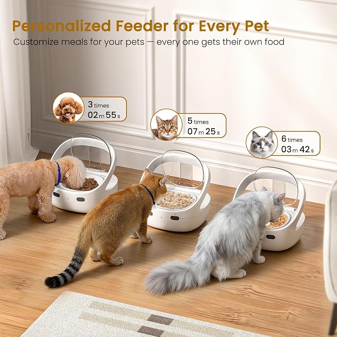 RFID Cat Feeder for Multiple Cats, Stops Food Stealing, Wet & Dry Food | RFID collar tag access, helps reduce food stealing, 1.7-cup removable bowl, 2 ice packs, USB or battery power