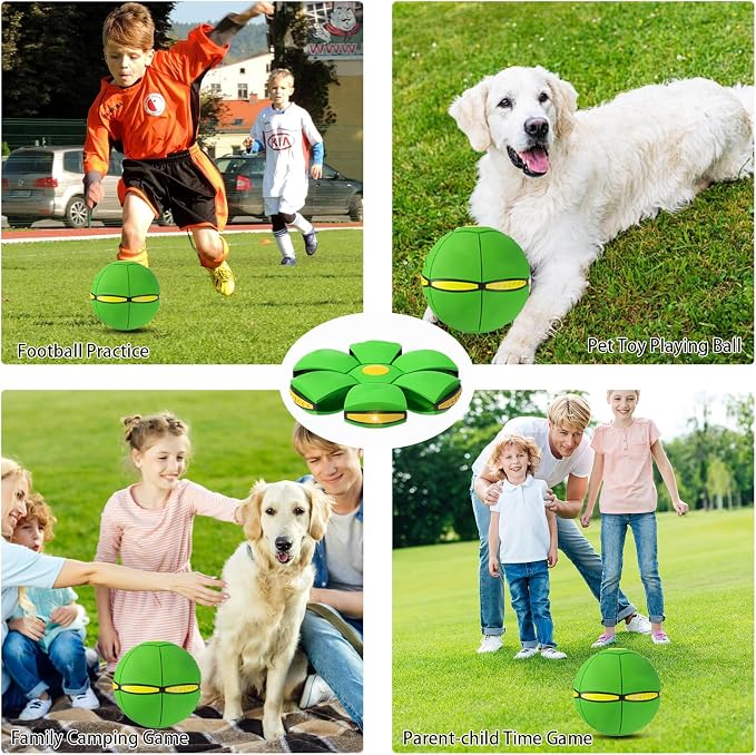 Magic Bouncing Ball, Magic Meta - Ball, Children's Magic Bouncing Balls, Doggy Disc Ball, Flying Saucer Ball, Parent-Child Interaction with Lights for Indoor & Outdoor Play Green and Blue