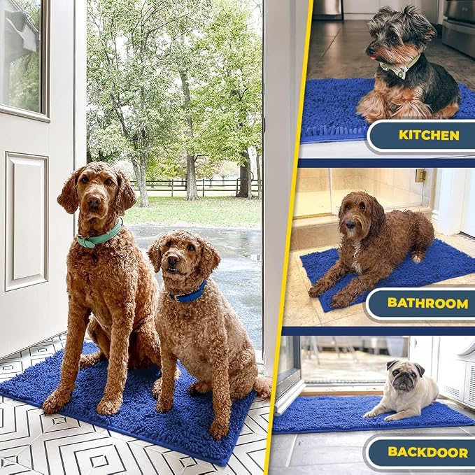 Muddy Mat® | Super Water Absorbent Door Mat Indoor, Microfiber Quick Dry Chenille Entryway Rug, Slip Resistant Front Door Mat, Indoor Mats for Entryway, Machine Washable Pet Rug, Periwinkle 20" x 48"
