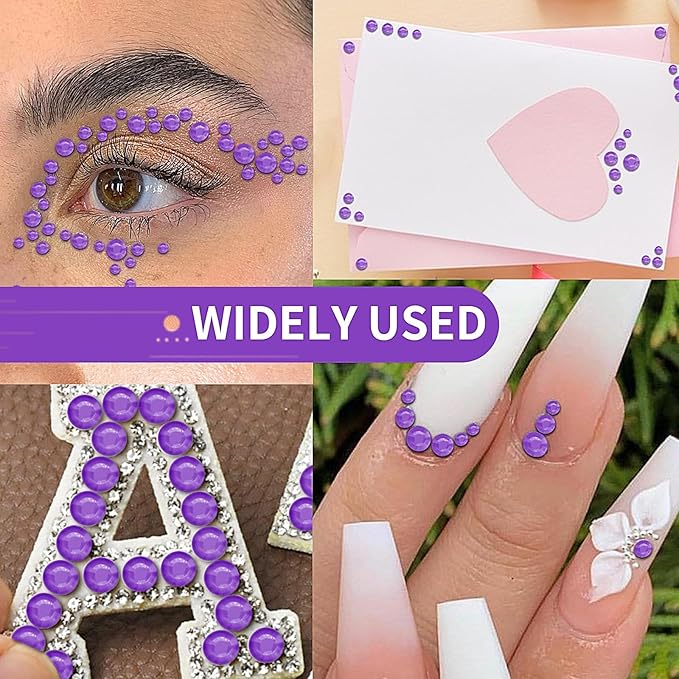 3/4/5/6/8MM Temporary Tattoo Stickers Face Gems Eye Jewels Rhinestones Gems Crystals Jewels for Crafts Gems Jewels Eyes Stickers Makeup Self Adhesive for Hair Face Crafts 3555 PCS(light purple)