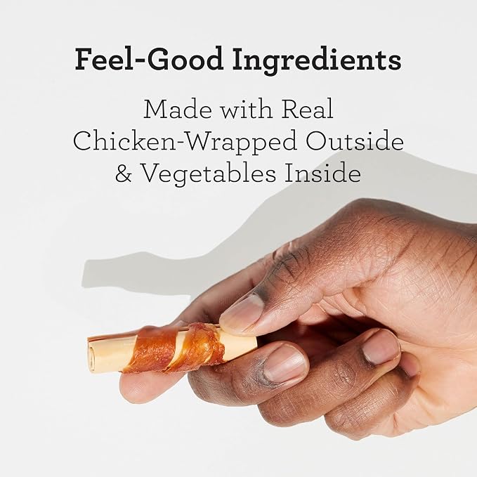 DreamBone Chicken Wrapped Mini Stick Rawhide-Free Dog Treats, 15 Count | Daily Chew, Digests Safely and Completely, Made With Real Protein, Chicken and Veggies, For Adult Dogs