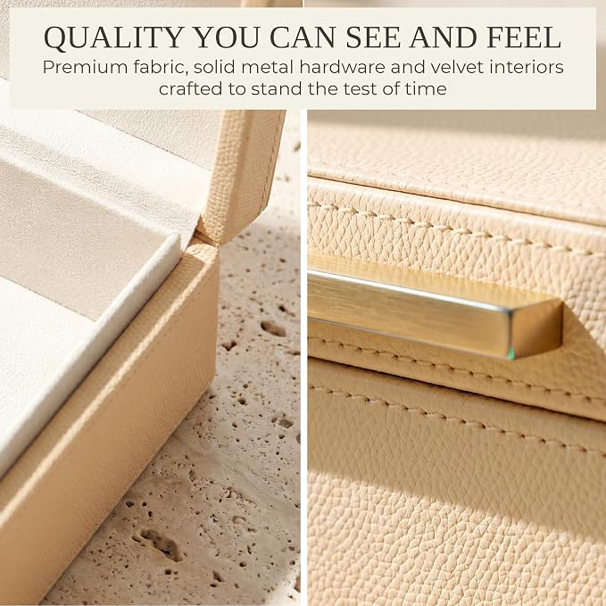 ZICOTO Decorative Storage Boxes with Lids – Set of 2 Beautiful PU Leather Organizer Bins for Your Bookshelf Home Decor - Safely Store Photos, Documents and Memory Box Keepsakes in Style