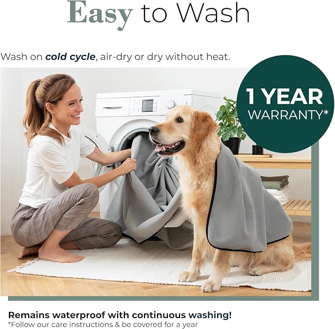 Callarome Waterproof Blanket for Bed & Couch Protection, Grey, 80"x90" | High-Density Heavy-Duty Material – Ultra-Soft & Durable Soft Fleece, Leakproof, Reversible, Silent No-Crinkle Design