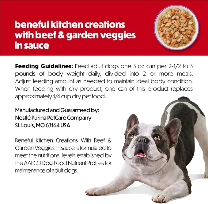 Beneful Purina Kitchen Creations with Beef and Garden Veggies in Sauce Wet Dog Food - 3 oz. Cans,(Pack of 24)