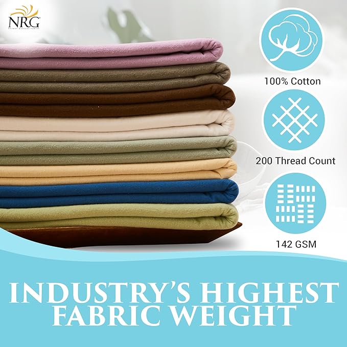 NRG Deluxe Flannel Flat Massage Sheet for Massage & Spa Table linens (Natural)