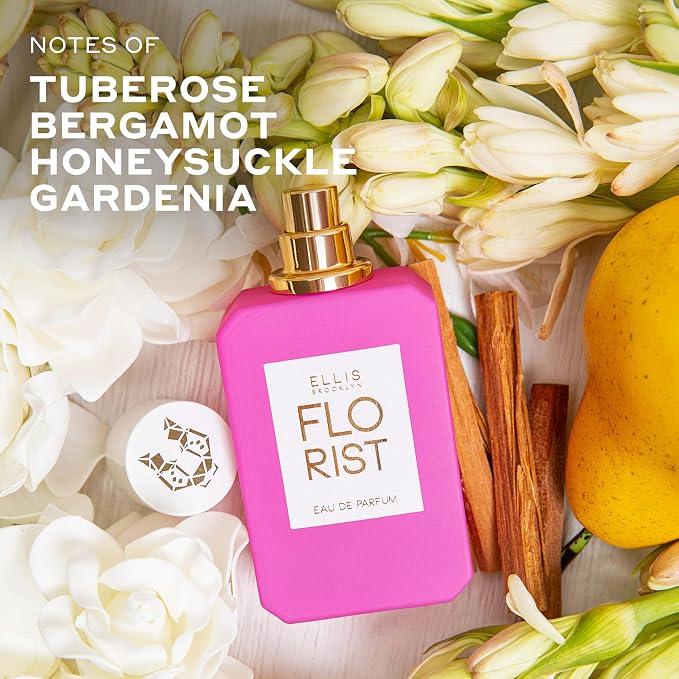 Ellis Brooklyn FLORIST Eau de Parfum, Travel Sized Floral Perfume for Women with Italian Bergamot, Tuberose & Cedarwood, Vegan, Cruelty-Free, Sustainable Ingredients – 10ml/0.33 fl oz