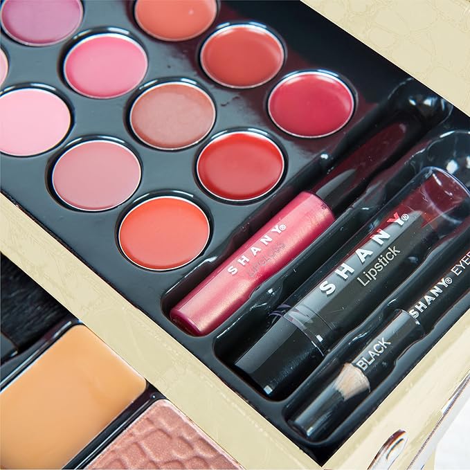 SHANY All In One Makeup Set, 67 Colors Eyeshadow, Blushes, Face Powder, Lipstick, Eye liners, Make up Pencils and Cosmetics Mirror - Makeup Kit With Reusable Beauty Organizer Train Case - White