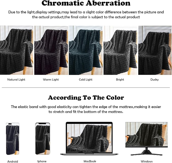 NEWCOSPLAY 3D Waffle Checkered Flannel Twin Blanket, Black, 60"x80" | Super Soft Cute Lightweight Decorative Premium Silky Fleece Blanket for Couch Sofa Bed, Gift for Women Men, All Season Use