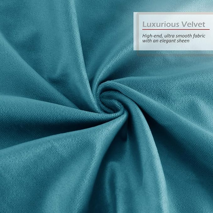 Nestl Throw Pillow Inserts Pack of 2 with Velvet Soft Solid Decorative Square Throw Pillow Covers Set for Sofa Couch Car Bedroom with 12X20 Throw Pillows Inserts with Cushion Covers, Teal