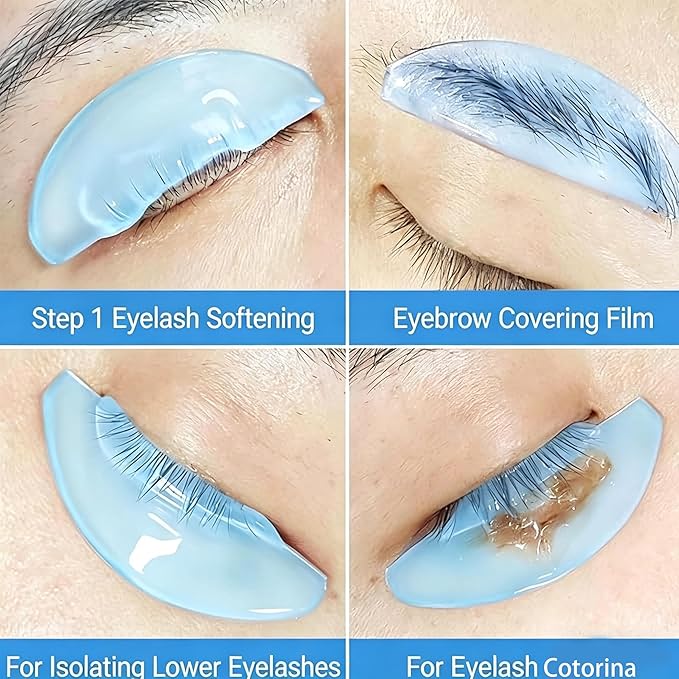 Lash Lift Shields – Washable and Reusable Korean Super Sticky Flat Pads for Eyelash Perm, No.1 Lash Lift Softening Shields for Women Beauty, Pink (1 Pair Pink + 1 Pairs Blue)