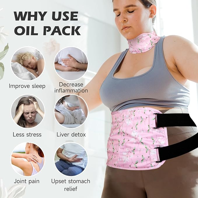 Plus Size Castor Oil Pack 2 Pcs Castor Oil Wrap Organic Cotton Reusable Kit Organic Cold Pressed Unrefined Castor Oil Compress Packs for Liver Detox