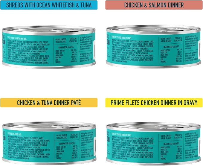A Strong Heart Cat Food Variety Pack, Chicken & Seafood, 40ct 5.5oz Cans | Pate & shreds in gravy, all life stages, complete & balanced, made in USA