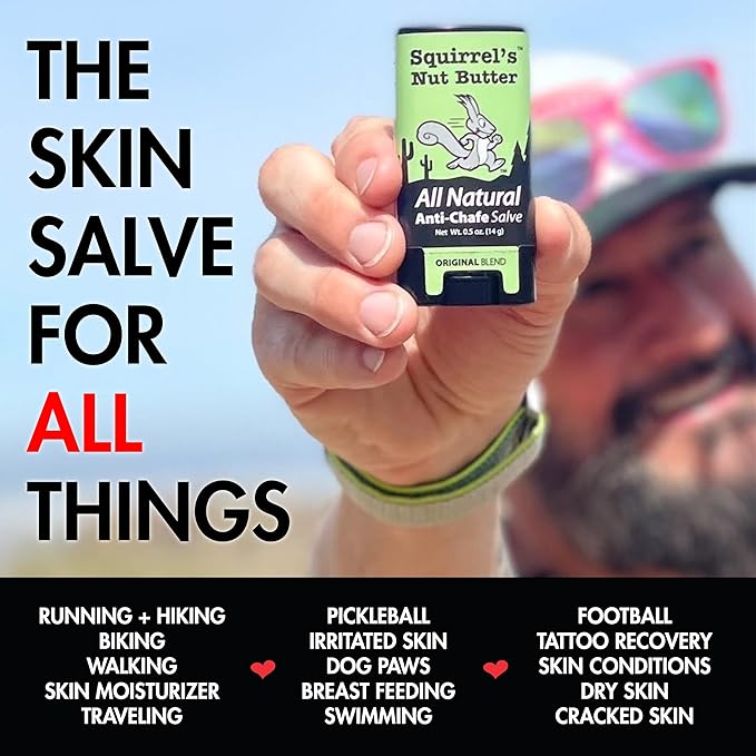 Squirrel's Nut Butter Anti Chafe Stick | All Natural Chafe Prevention & Skin Care for Athletes, Runners & Adventurers | Thighs, Arms, Pack Straps & More | 2.7 oz