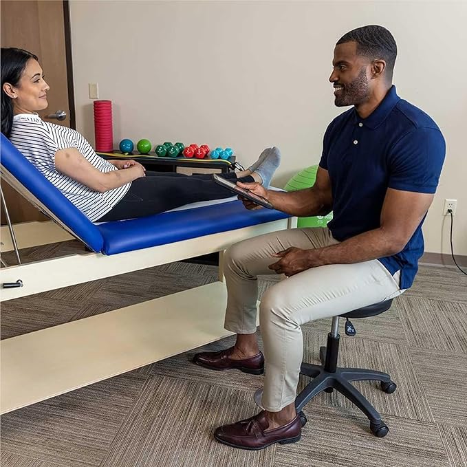 BodyMed Rolling Exam Stool with Wheels, 18.5 Inch to 25 Inch Adjustable Height for Dentists, Spas, & Healthcare Environments, 5 Casters, Easy Assembly, Black