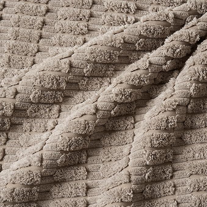 MIULEE Pack of 4 Decorative Throw Pillow Covers 20x20 Inch Light Brown | Neutral Rustic Farmhouse Boho Soft Striped Pillow Covers,Home Decor for Sofa,Living Room,Couch,Bed