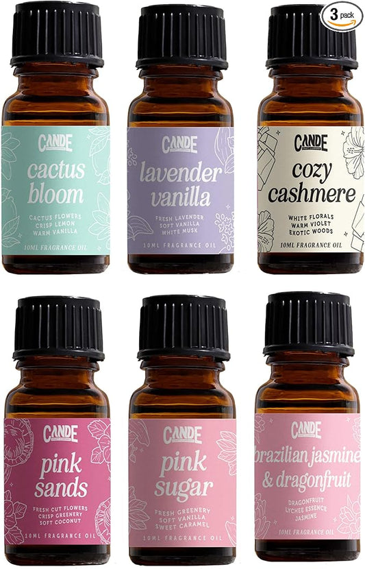 CANDECraftCo Premium Fragrance Oil Bundles – Diffuser Oils Fragrances Scented for Home, Candle Soap Making Supplies, Aromatherapy Blends for House (Floral, 6-Pack)