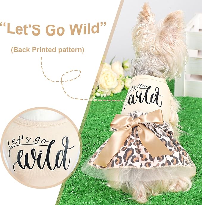 Dog Dresses for Small Dogs Girl - Gradient Sequin Mesh Summer Tutu Dress Dog Clothes - Cat Apparel - Pet Puppy Clothing Doggie Outfits by Kosiyi (Leopard, Large (Chest 17in))
