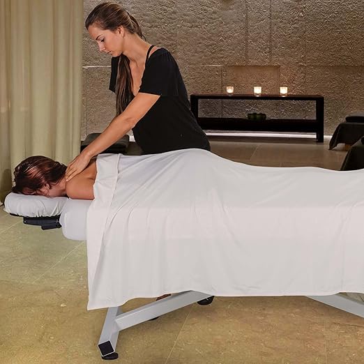 EarthLite Ellora Electric Lift Massage Table, Flat Table Top, Made in USA, 30" x 73, Vanilla Creme