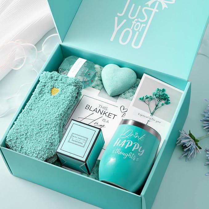 Gift Basket for Women Birthday Christmas Unique, Self Care Package | Get Well Soon Gardenia Relaxing Bath Spa Thinking of You Sympathy Thank You Gift Set for Mom w/ Blanket