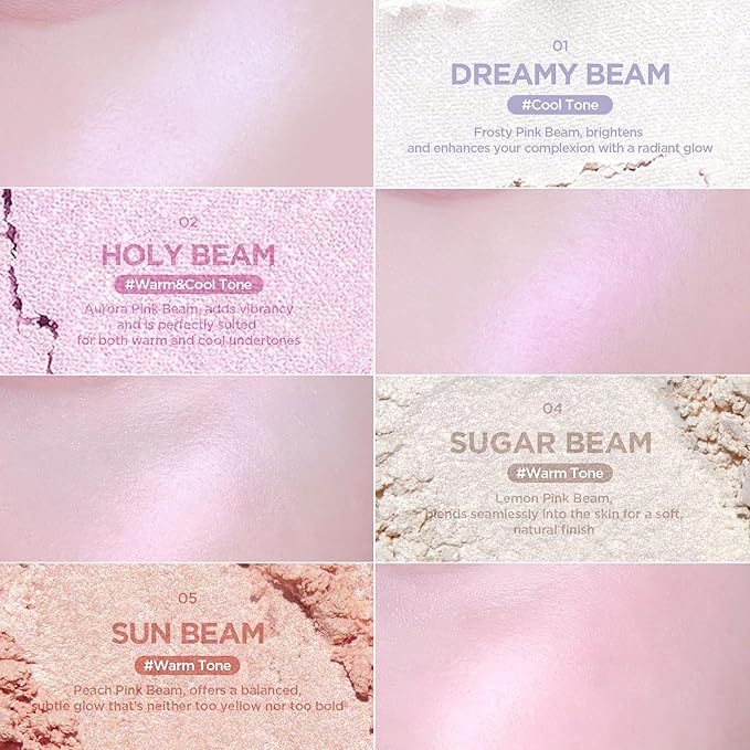 lilybyred Luv Beam Glow Veil | Korean Heart-Shaped Highlighter, Illuminating Shimmer, Radiant Glow, Silky Powder Texture, Buildable & Blendable, Lightweight & Long-Lasting, 0.11 oz. (01 Dreamy Beam)