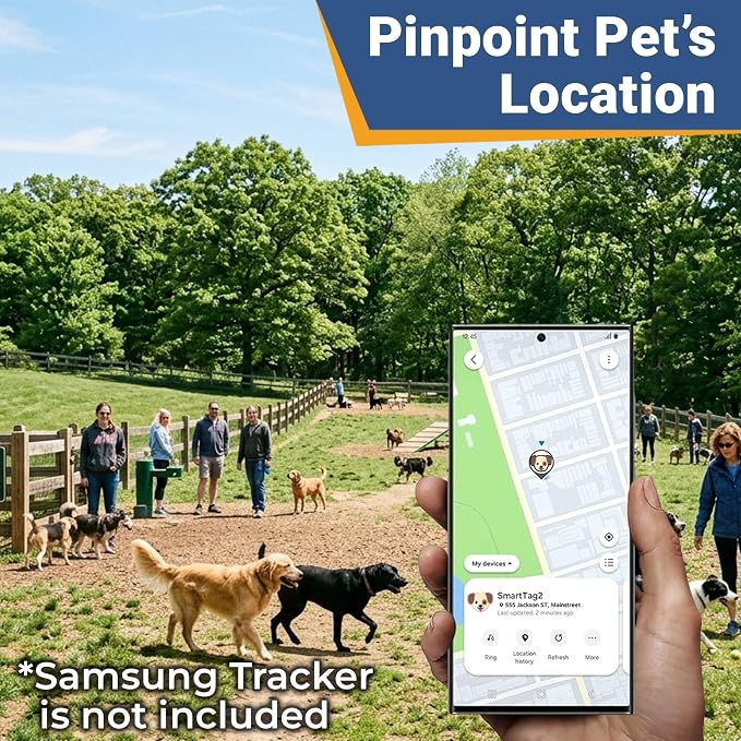 GoTags Designed for Samsung SmartTag2 Personalized Dog Collar Holder, ID Case for Pet Collar, Up to 4 Lines of Custom Text, Slide On Tag for GPS Dog Tracker, Compatible with Android (SmartTag2, Small)