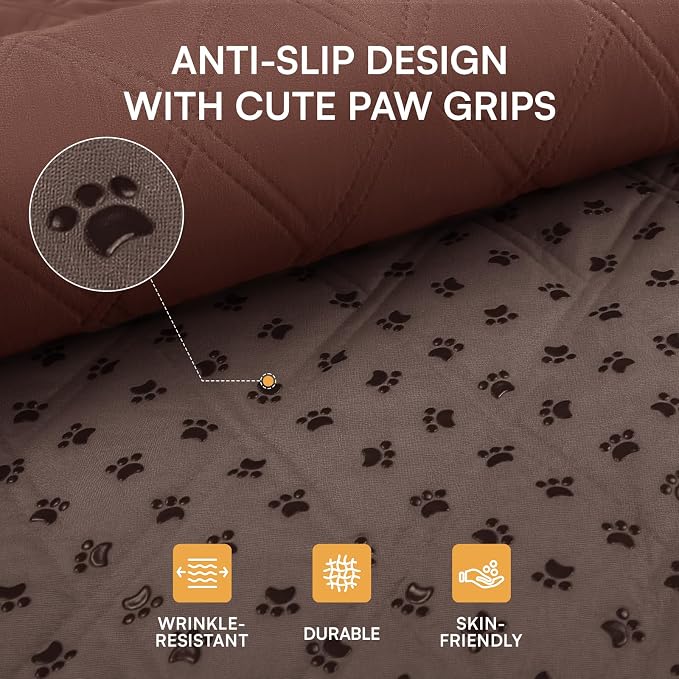 Luciphia Waterproof Couch Cover for Dogs, Non-Slip Pet Sofa Protector | Non-slip waterproof couch cover scratch-resistant machine washable protects sofa bed from spills fur, Coffee Brown, 68" x 82"