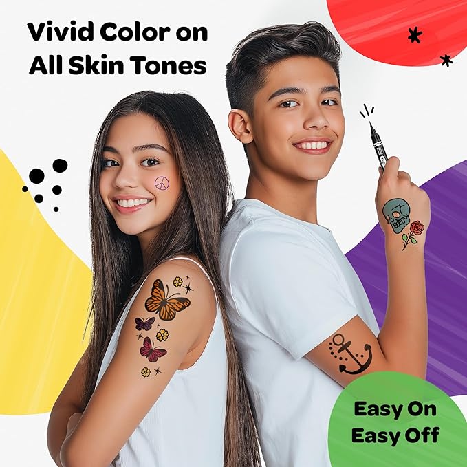 Crayola 8ct Temporary Tattoo Markers: Skin-Safe Ink, Vibrant Colors, Gifts for Children, Teens and Adults, Made in the USA [1 Pack]