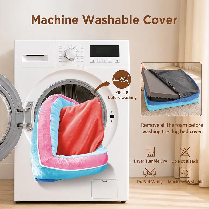 Comfort Expression Orthopedic Dog Bed for Extra Large Dogs with Bolster | Waterproof Dog Couch Bed with Washable Cover & Non-Slip Bottom, Supportive Egg Crate Foam XL Pet Bed, 42x30 Inch