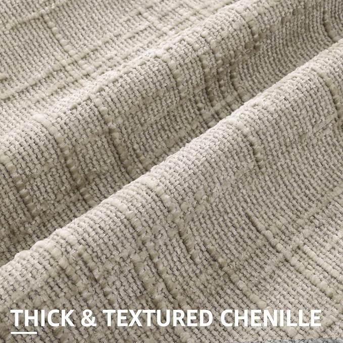 decorUhome Textured Chenille Throw Pillow Covers 26x26 Set of 2 Light Brown | Fall Modern Farmhouse Soft Cozy Slubby Couch Pillow Cases Boho Decorative Pillow Cases for Bed Sofa Living Room Home Decor
