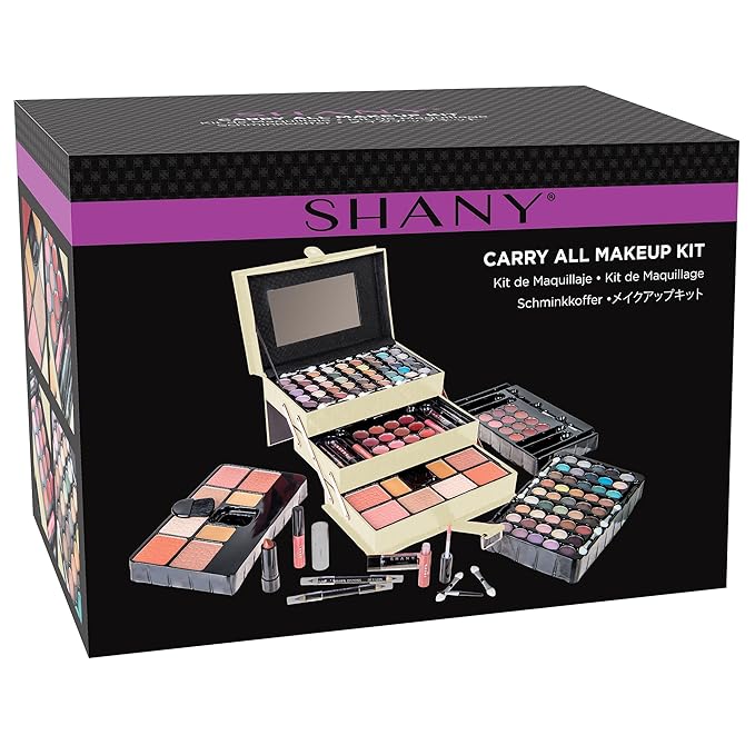 SHANY All In One Makeup Set, 67 Colors Eyeshadow, Blushes, Face Powder, Lipstick, Eye liners, Make up Pencils and Cosmetics Mirror - Makeup Kit With Reusable Beauty Organizer Train Case - White