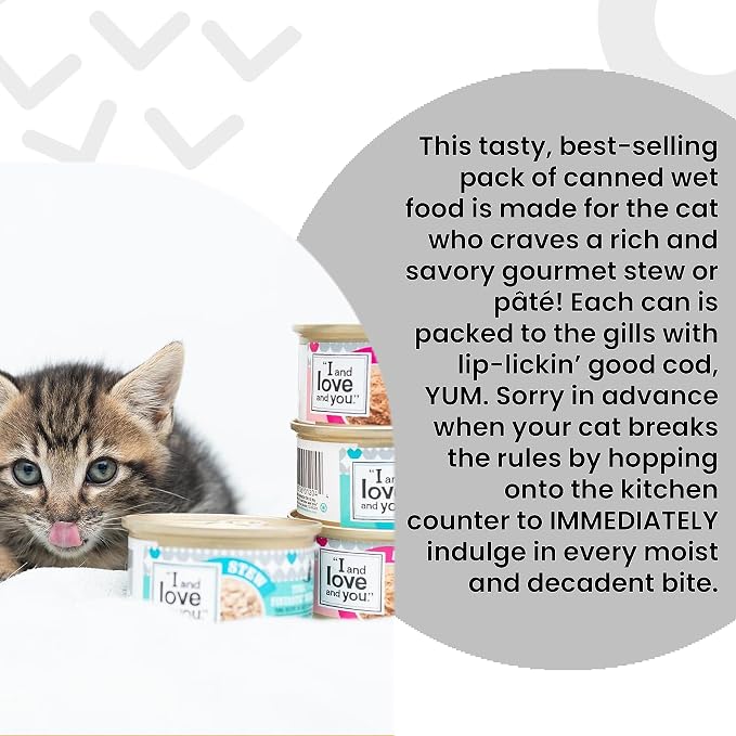 I and love and you Wet Cat Food - Oh My Cod Pâté - Cod Recipe, Grain Free, Filler Free, 3oz Pack of 24 Cans | Grain-free cod recipe pate. Pure real meat with no fillers.