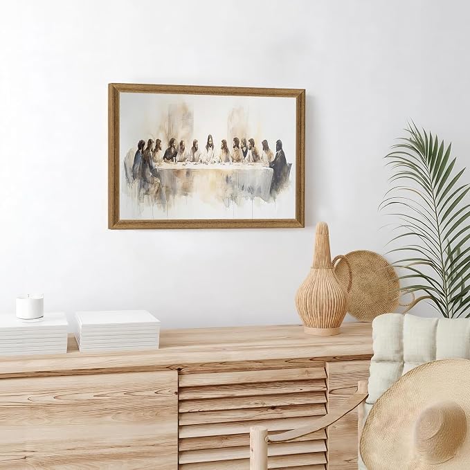 Fantasy Artists The Last Supper Christian Wall Art – Sacred Biblical Scene of Jesus and the Twelve Apostles, Reverent Religious Artwork for Church, Prayer Room & Faith-Centered Home,12W X 16H