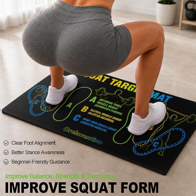 Squat Mat with Foot Position,Non-Slip Workout Mat for Squats & Leg Exercises, Improves Muscle Activation & Knee Support, Home Gym Fitness Mat,30 * 13.8"inch Squat Pad