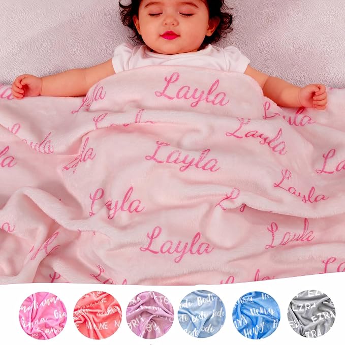 Custom Blankets with Name for Girls Boys Baby Shower Blanket Gifts,Personalized Ultra Soft Cozy Fleece Name Blankets for Kids Teen Girls Grandkids Christmas Stuffers Gifts
