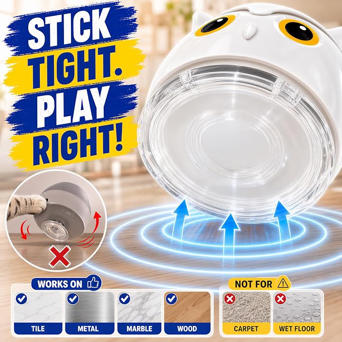CATPICK Interactive Cat Toy for Indoor Cats, Automatic Flying Bird Toy | Rechargeable 360-degree flying bird wand with 2 speeds, touch restart, 10-minute play cycle, and washable sticky base