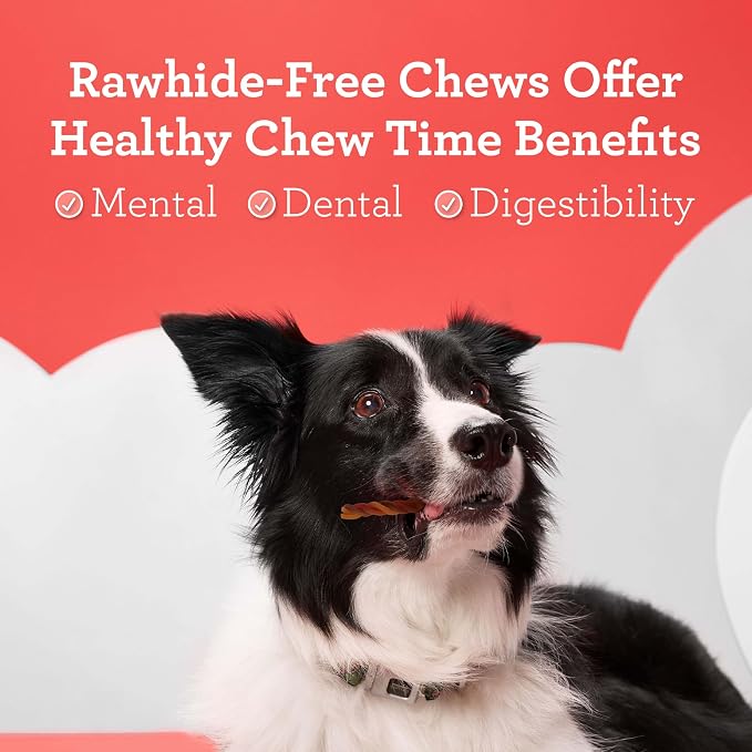 DreamBone Twisties Rawhide-Free Dog Treats with Real Protein, 25 Count | Daily Chew, Digests Safely and Completely, Made With Real Beef, Pork, Chicken and Veggies, For Adult Dogs
