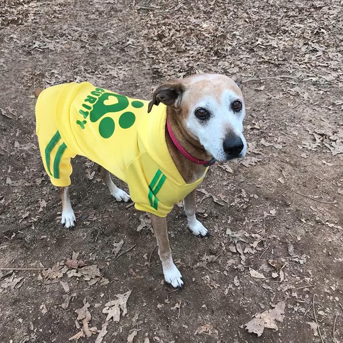 Dog Hoodie Security Clothes 4 Legs Jumpsuit Sweatshirt Hoodies Soft & Warm Dog Outfit Pullover Dog Winter Clothes Sweater for Small Medium Large Dogs Cats (Yellow, XX-Large)