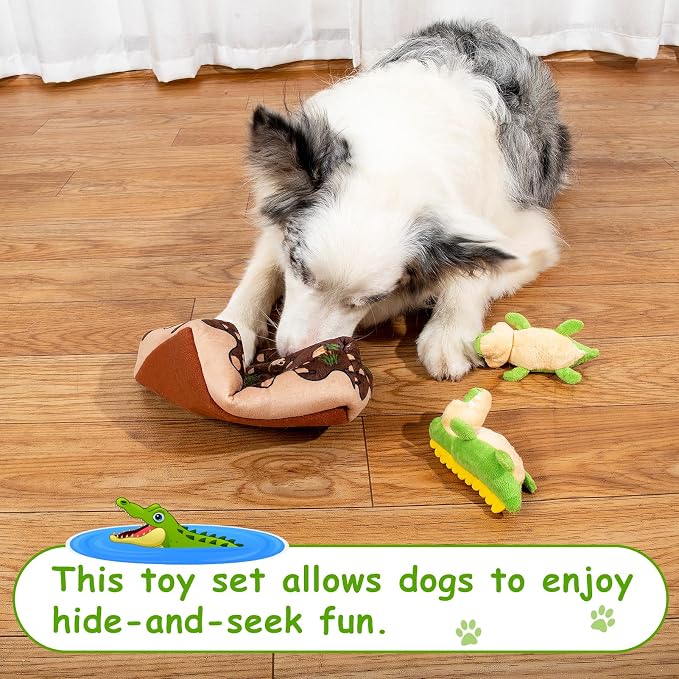 Hollypet Squeaky Hide and Seek Dog Toys for Small and Medium, Crocodile