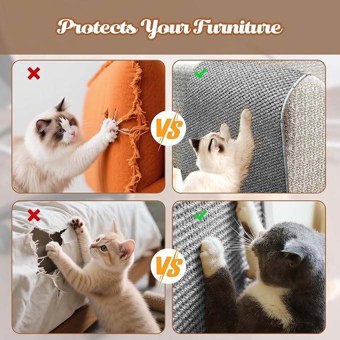 80"x15.7" Cat Wall Scratching Mat, Extra Large Cat Climbing Carpet with 20 Fixed Nails Wall Scratcher Furniture Protector for Couch, Sofa, Home (Grey)