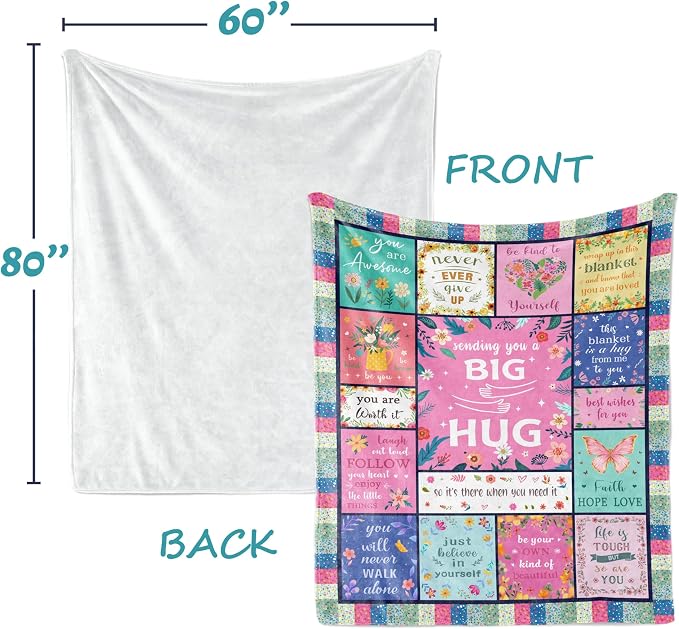 Butonus Get Well Gifts for Women After Surgery, Thinking of You Inspirational Encouragement Feel Better Gifts for Women, Knee Post Surgery Recovery Blanket for Woman, Hug Healing Blanket 60x50in
