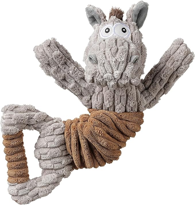 Tug of War Dog Toy, Crinkle Dog Toys for Large Dog, Soft Dog Plush Toy with Squeaky, Stuffed Animal for Dogs (Tug Series, Donkey)