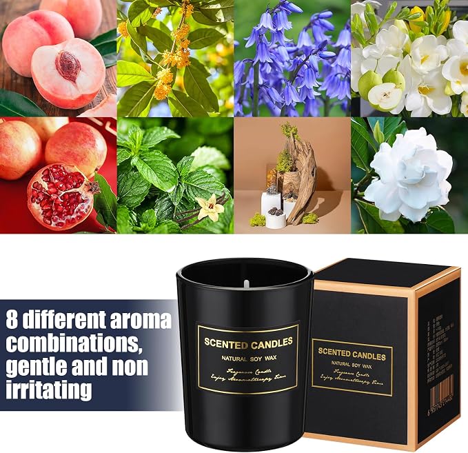MTLEE 24 Pcs Candles for Home Scented Aromatherapy Jar Candle Gift for Women Bulk 8 Long Lasting Aromatherapy Jar Soy Wax Candle Gift for Mother`s Day Christmas Birthday(Classic Style,Fresh Scent)