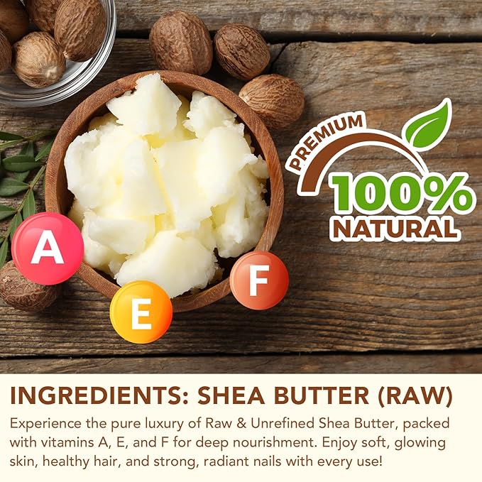 Raw Shea Butter 4.2Oz, (2Pack) Pure Natura Unrefined Raw Shea Butter Contains Vitamin A, E & F, Skin Moisturizer For Face, Body & Hair, Hydrating Dry Skin