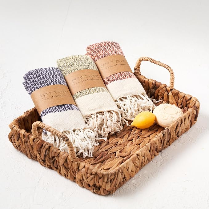 BAY LAUREL Turkish Hand Towel – Pack of 2 | Soft & Absorbent Decorative Towels for Bathroom, Hand, Face, Hair, Gym, Yoga, SPA, Kitchen & Tea | Boho Decor (Yellow, Diamond 15x26 Inches (Set of 2)