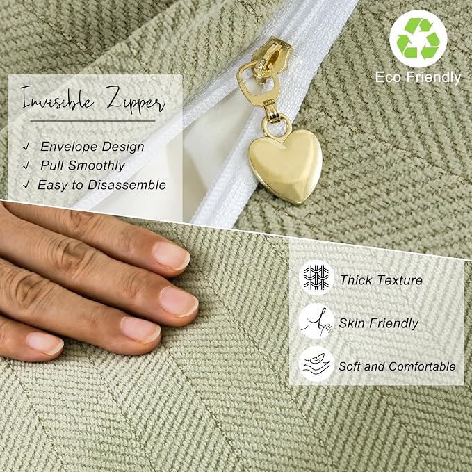 Sage Green Pillow Covers 16x16 Set of 2 Chenille Throw Pillow Covers with Elegant Design Soft and Luxurious Decorative Throw Pillows for Couch, Bed, and Home Decor