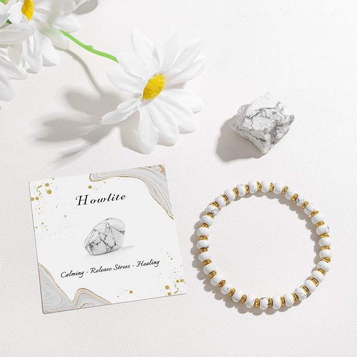 GolbalJew 4 * 6mm Gemstone Rondelle Bead Bracelets for Women Healing Crystal Stone Beads Bracelet Handmade Beaded Spiritual Jewelry Gifts
